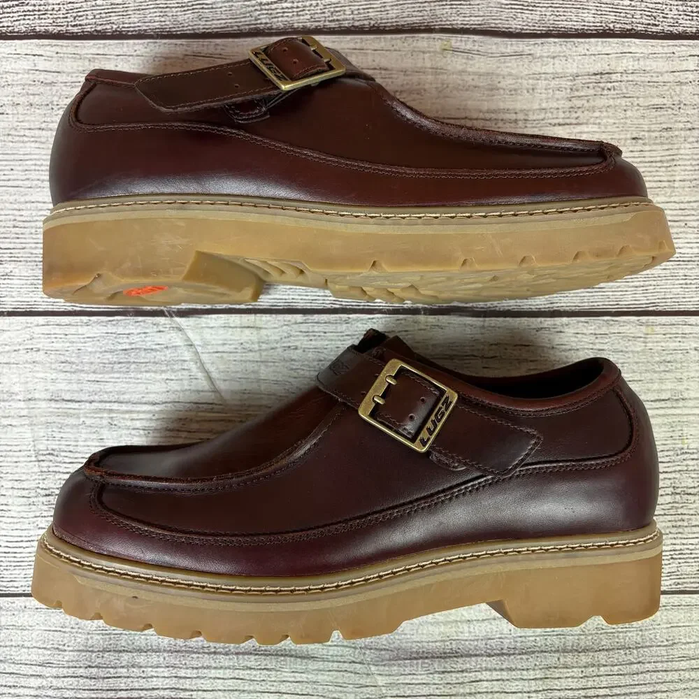 Vintage Y2k Lugz New York Brown Leather Platform Low Top Boots
